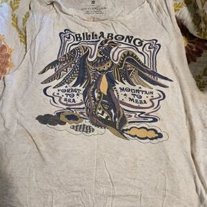 Billabong Cream and Purple Graphic Tee